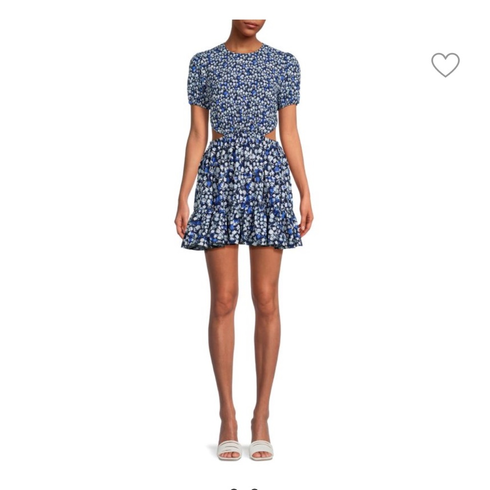 French Connection mini with back zipper, ruffle hem, side cut outs
